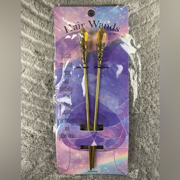 Hair Wands - Gold w/Crystals - Picture 1 of 3